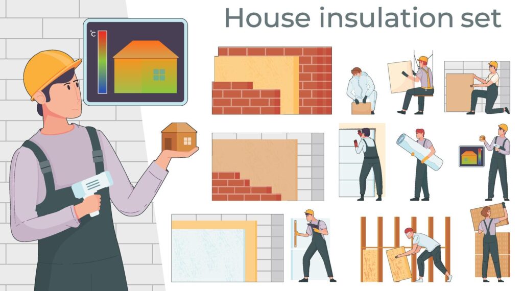 Insulation 3 a graphic image of a house insulation set and visualised process