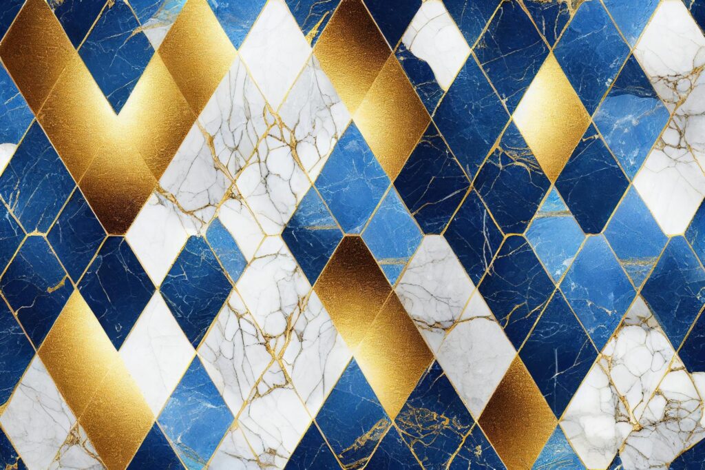 blue and gold mosaic tiles