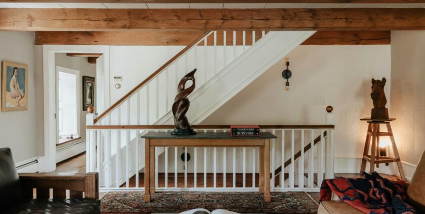 Interior shot of a classical home with visible staircase