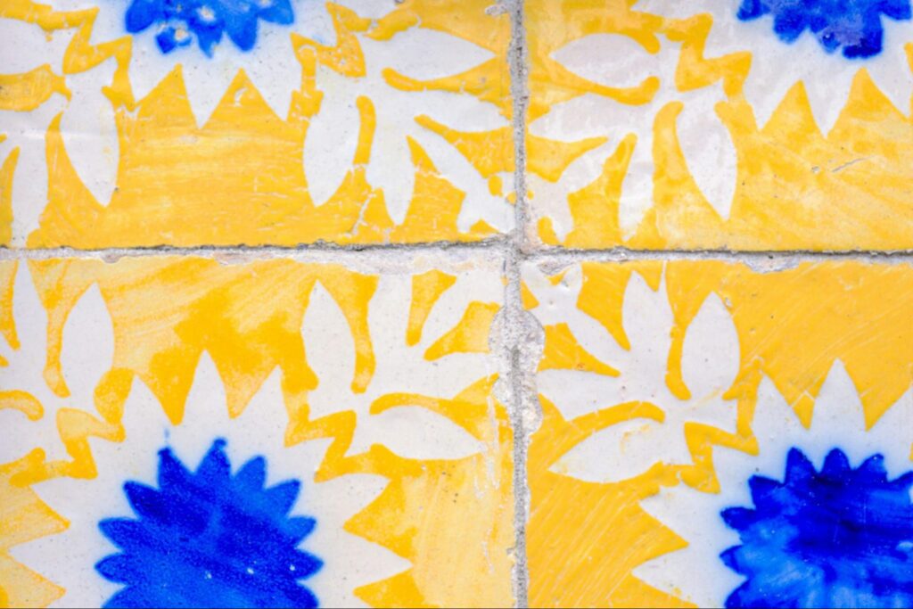 Can You Paint Floor Tiles: A Full Guide 7 Painted bathroom tiles in blue and yellow